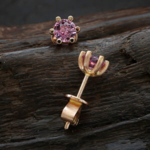 LOTUS FLOWER Studs Pink Gold with Pink Sapphires
