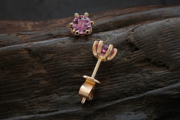 LOTUS FLOWER Studs Pink Gold with Pink Sapphires