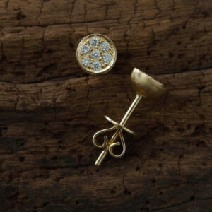 LOTUS POD PAVE Studs Yellow Gold with Diamonds